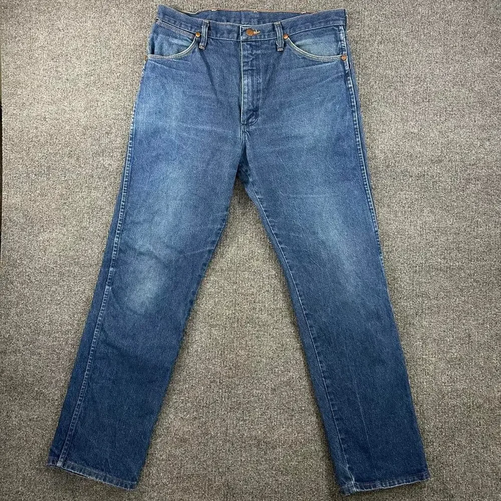Vtg Wrangler Men’s 13MWZ Cowboy Cut Jeans Rigid 100% Cotton USA Made Denim 35x32